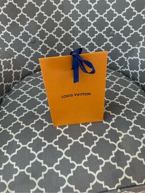 Louis Vuitton Orange Paper Bag with Blue Ribbon